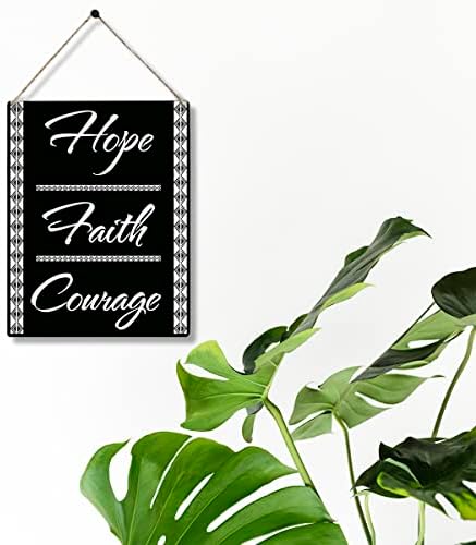 Citação motivacional Hope Faith Courage Wood Sign 8 x 10 História negra africana Placa pendurada de madeira para decoração de