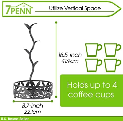 7PENN BATALETOP CUMENTE TRUSE RACK E CEASA Organizador de Caso - 4 gancho de chá e caneca de café para balcão