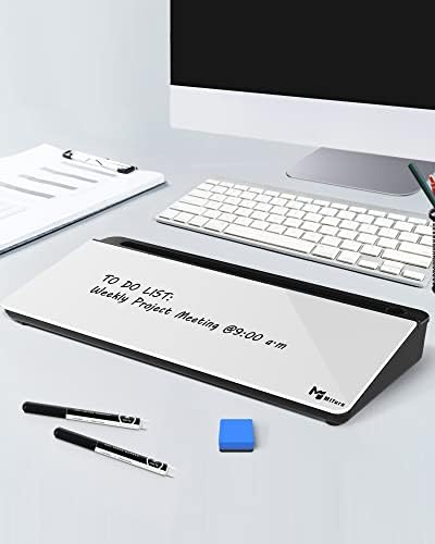 Quadro branco de desktop de vidro pequeno, placa branca de apagamento seco mifuro com unidade de armazenamento, suporte