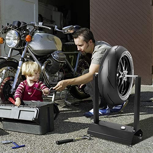 Balanceador de roda de moto GoPlus, balanceador de roda, balanceamento de pneus rim spin static truing stand com cones de centralização ajustável, balanceador de pneus