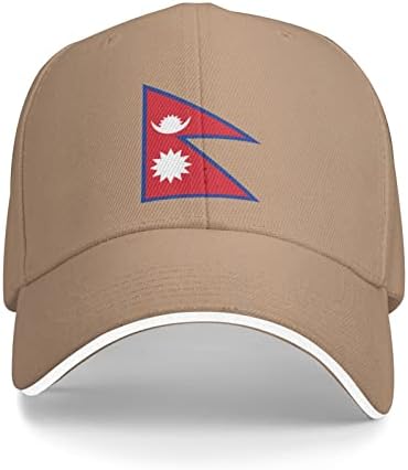 Bandeira do Nepal Cap de beisebol unissex se encaixa em homens mulheres ajustáveis ​​sanduíche sandwich bill cap