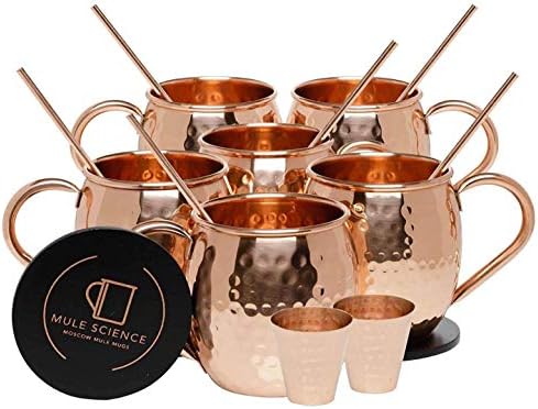 DeCo 89 18 onças bebendo caneca, conjunto de 4 Moscow Mule Hammered Copper