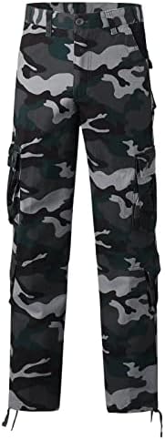 Miashui Little L Men's Camouflage Palnta de bolso casual ao ar livre Múltiplos bolsos maciços calça de tamanho grande de tamanho casual calça