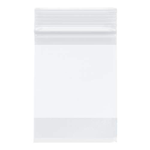 Plymor Zipper Reclosable Sacos plásticos com bloco branco, 2 mil, 3 x 4