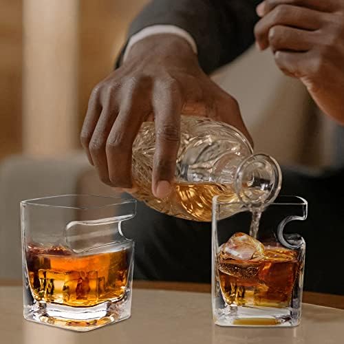 Abaadlw Whisky Glasses Conjunto de 2, presentes de uísque para homens, óculos de cristal com suporte, com caixa de presente, presentes