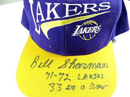Bill Sharman assinou chapéu autografado 71-72 Lakers 33 em uma fila Bas BJ080082