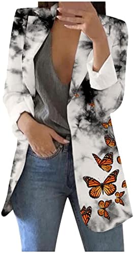 NYYBW Cardigan de casaco impresso feminino Terno formal Lappels de manga longa Jackets de escritório de negócios