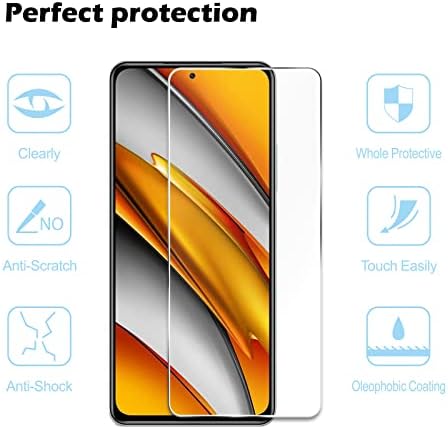 [3+2 Pack] 3Pack Screen Protector for Xiaomi Poco F3 +2Pack Camera Lens Protector, HD Tempered Glass Film [9H Hardness][Bubble-Free] [Shatter Proof] [Anti-fingerprint] [Easy Installation] Screen Protector Glass Compatible with Xiaomi Poco F3