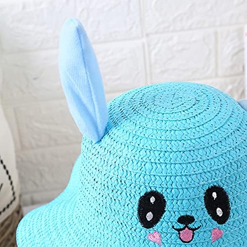 Chapéus de palha para crianças Rabbit Ears Baps de palha de verão com encaixe em movimento e brilho em chapéus de praia para crianças