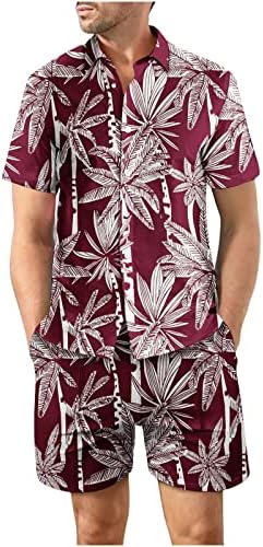 Mensagens havaianas homens camiseta casual de manga curta e shorts 2 peças Terno Floral Padrão de verão impresso