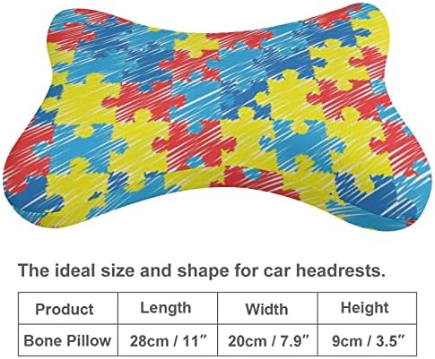 Consciência do autismo colorido travesseiro de pescoço de carro 2 pcs confortáveis ​​Auto-restaurante Cushion Cushion Breadamento de banco de espuma respirável do carro