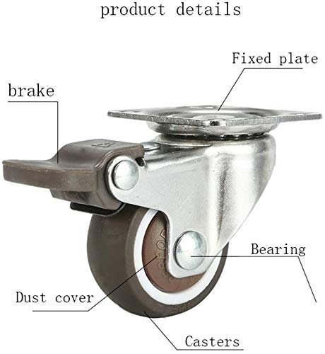 Rodas de móveis Roda de borracha de Kit de gola de giro com freios, rodízios giratórios com placa superior de 360 ​​graus