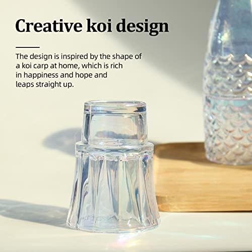 Koi Fish Shapes empilhável os copos de bebida, conjunto de copos de vidro colorido de 4, processo de eletroplatação requintada