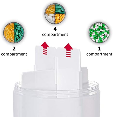 Organizador de comprimidos de suplementos de grande capacidade Kigi com 4 compartimentos por 1 mês de molho de pílula de
