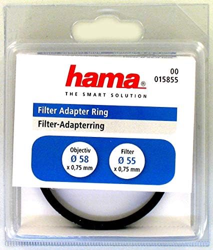 Anel do adaptador de filtro hama para lente de 58 mm e filtro de 72 mm