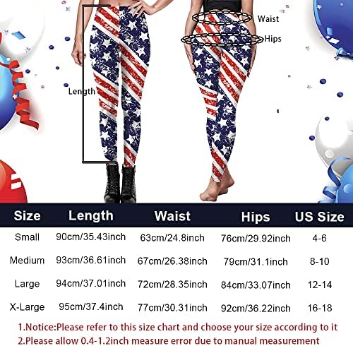 Rcimuue feminina americana bandeira de bandeira de leggings listras patrióticas ioga patriótica de cintura alta 4 de julho calças elásticas