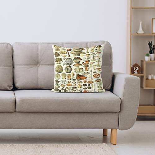Cogumelos botânicos vintage tampas de travesseiro de travesseiro, sala de estar de sala de estar de sala de estar na sala de