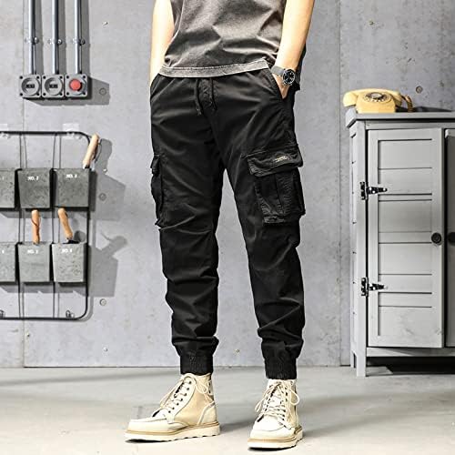Calça de bolso miashui masculino algodão de algodão de tamanho de bolso de bolso de bolso calça elástica em geral calças gerais 9 10