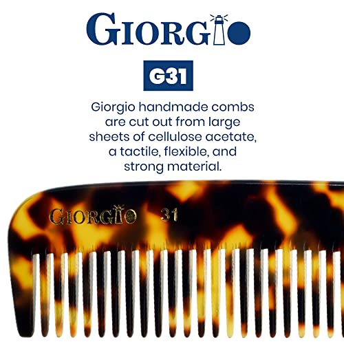 Giorgio G31 pente de dente fino e pente de cabelo de dentes largos - pente de estilo de cabelo de 7,5 para homens, preparando