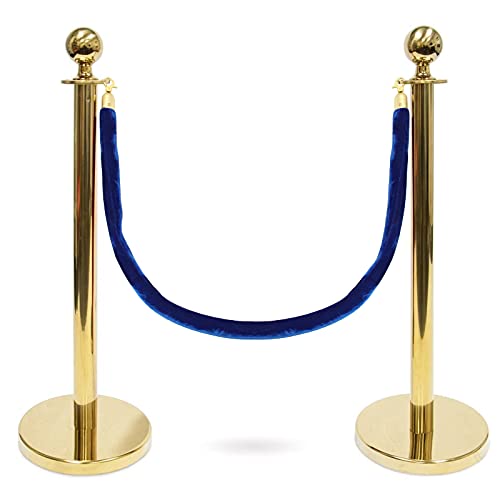 4pcs Blue Velvet Stanchion Rope, 5,25 pés Controle de crowds Stanchion cordas adequadas para cinemas, grandes aberturas, hotéis