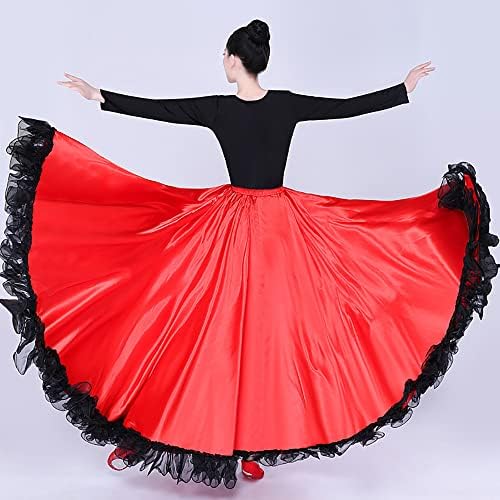 Whitewed White White Long Ruffle Feminino Espanhol Latim Flamenco Folklorico Paso Doble Waltz Dance Costume Skirt
