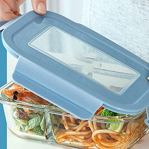 Amabeafh Bento Box Square Glass Fresh Keeping Box, design separado, pode ser usado como uma caixa de bento, pode ser usado na cozinha,