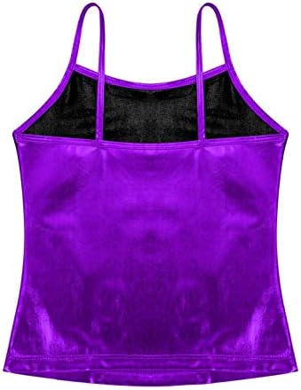 FeShow Little/Big Girls Shiny Metallic Camisole Tops Tops Party Fanche Top Top Tee Camisde