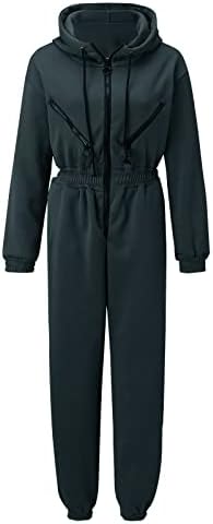 Mumpsuit de mangas compridas de manga comprida feminino conjunto de duas peças com capuz casual com zíper Jackets de
