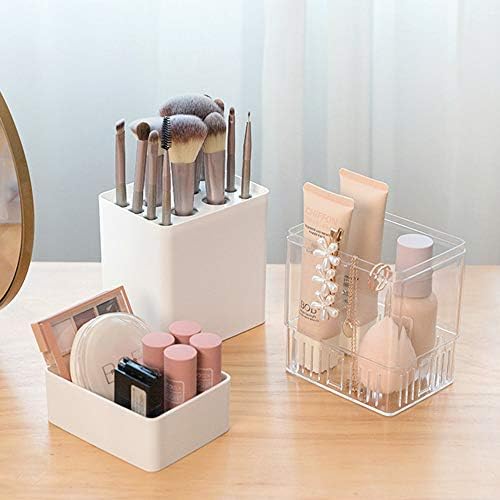 Organizador do suporte do pincel de maquiagem, copo de caixa de armazenamento de escova de cosméticos à prova de poeira com 12