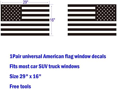 Zxiaochun 1Pair American Bandle Window Decals para caminhões SUV de carro, Universal USA Flag VinyL Sticker Ferramentas de instalação grátis