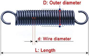 Máquinas de construção industrial tensão mola de 10pcs 0,6 mm Diâmetro de tensão mola de tensão, com mola de expansão em forma de gancho para recuar o diâmetro externo da mola 5/6 / 7mm de comprimento 15-60mm