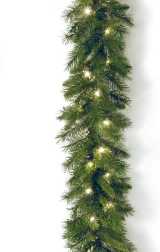 Garland de Natal Artificial Primeira a Tree Company, verde, pinheiro Winchester, luzes brancas, plug-in, coleção de Natal,