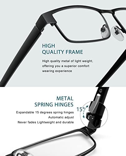 Wowsun 3 copos de leitura de pacote para homens azul bloqueio de quadro quadrado leitores de computador anti -Eyestrain