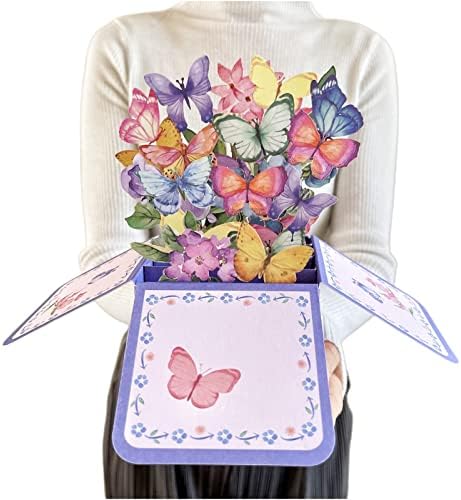 Butterflies 3D Cartão pop -up ， cartão do dia das mães, cartão de agradecimento, presentes do dia das mães, cartões