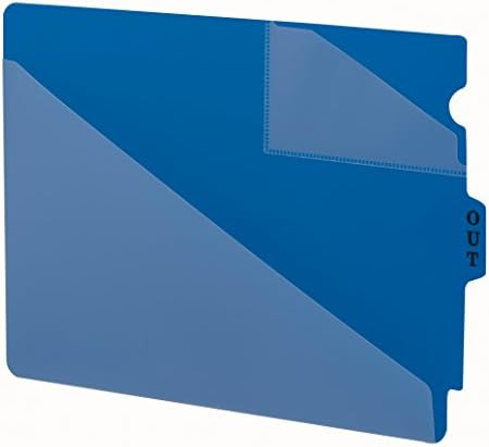 Guia de Smead End Poly OUT Guide, estilo de dois bolsos, guia de posição central, tamanho extra largo da letra, azul, 50 por