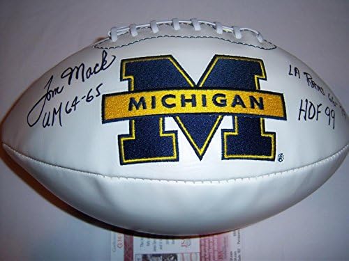 Tom Mack Michigan Wolverines, Rams, HOF JSA/CoA assinado futebol - futebol americano autografado