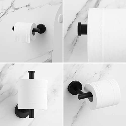 Conjunto de hardware do banheiro Hinmood Black fosco, 10 peças Acessórios para o banheiro Conjunto de acessórios Inclui 2 pacotes barra de toalha de 24 polegadas, anel de toalha, suporte do vaso sanitário e 4 pacotes de toalhas