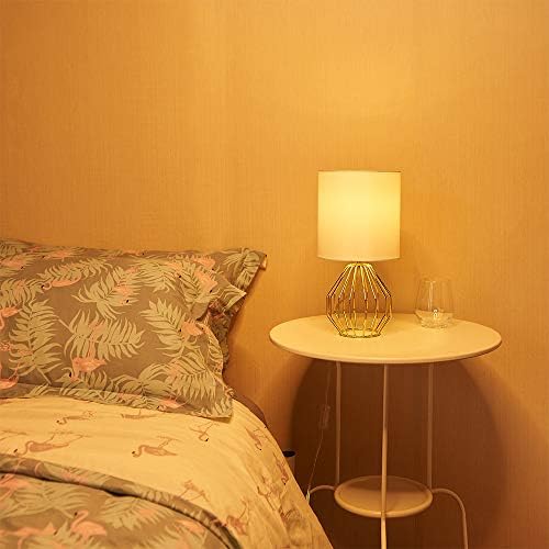 Lvicutão de mesa pequena de cotulina, lâmpadas de cabeceira dourada para a cabeceira da cabeceira, luminador de mesa de base moderno