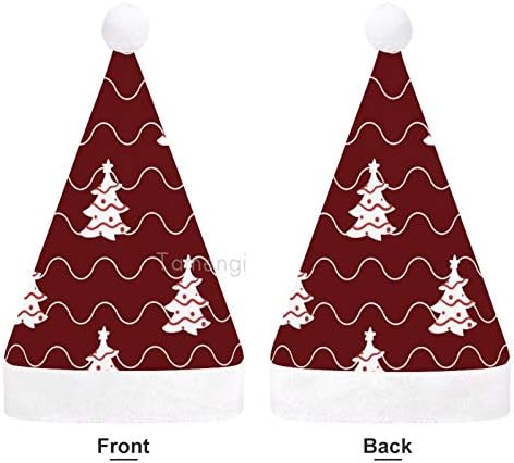 Chapéu de Papai Noel de Natal, Árvore de Natal Onda Vermelha Chapéu de Férias de Xmas para Adultos, Unisex Comfort Hats de Natal