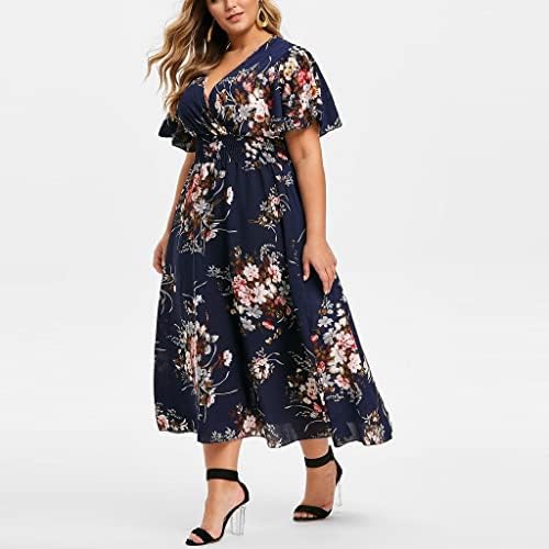 Vestido de verão para mulheres 2023 plus size ladies damas floral decote em Vido casual de decote em V Floral 1