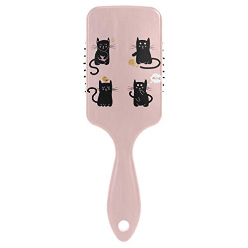 Escova de cabelo de almofada de ar vipsk, plástico colorido quatro gatos pretos, boa massagem adequada e escova de cabelo anti -estática para cabelos secos e molhados, espesso, encaracolado ou reto