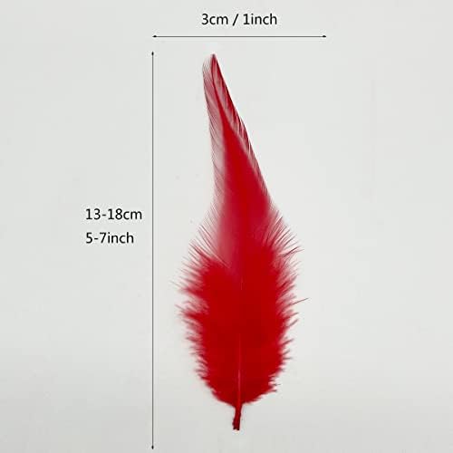 100pcs Red Craft Feathers Saddle Hackle Galo Feather de 5 a 7 polegadas Feathers pesco