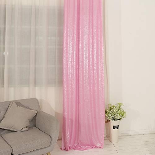 Pano de fundo de pano de pano de pano de lantejoulas trlyc rosa - cortinas de lantejoulas sem costura de lantejoulas, 2 peças 2 por 8 pés