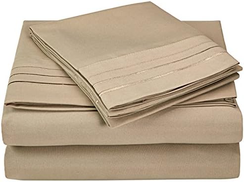 Conjunto de lençóis bordados de 3 peças superiores, inclui 1 lençol Elastic de bolso profundo, 1 lençol plano, 1 travesseiro, decoração