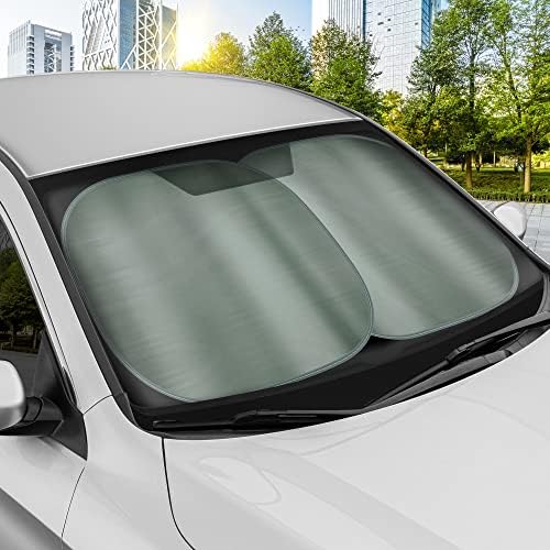 BDK 2PC Metalic Charcoal Cinza Janela do carro Sun Shade Sombra automática para viseira de pára -brisa, Block UV reflete