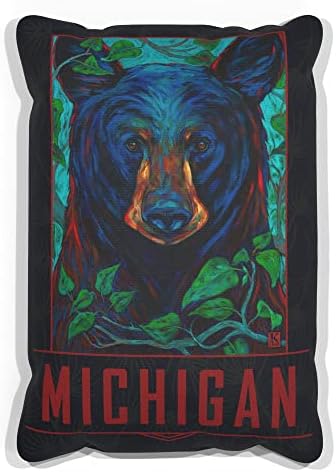 Michigan Black Bear Canvas Jogue travesseiro para sofá ou sofá em casa e escritório da pintura a óleo do artista Kari