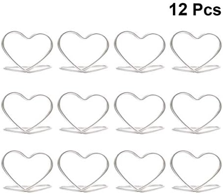 NUOBESTY DIMOND Picture Heart Place Holder Clipes: 12pcs adoram titulares de tabela de mesa de coração Tamanho pequeno