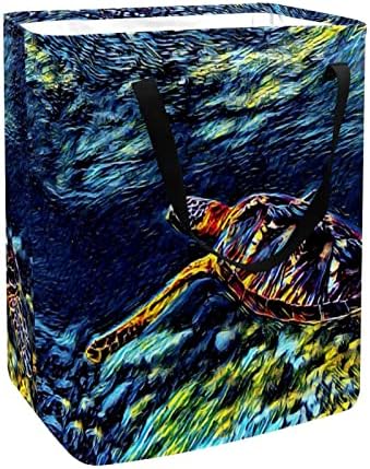 Tartaruga no fundo do mar Print Print Collapsível cesto de roupa, cestas de lavanderia à prova d'água de 60l Armazenamento