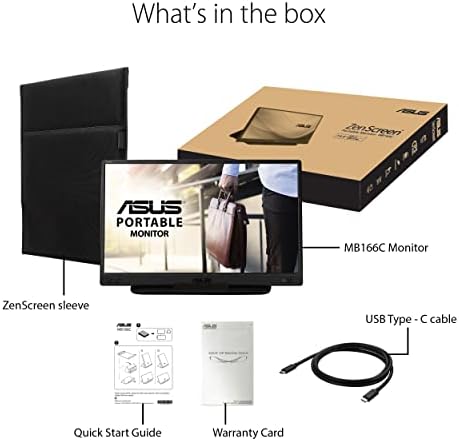 ASUS Zenscreen 15,6 ”Monitor USB portátil de 1080p-Full HD, IPS, USB Tipo-C, movido a USB, filtro de luz azul, de