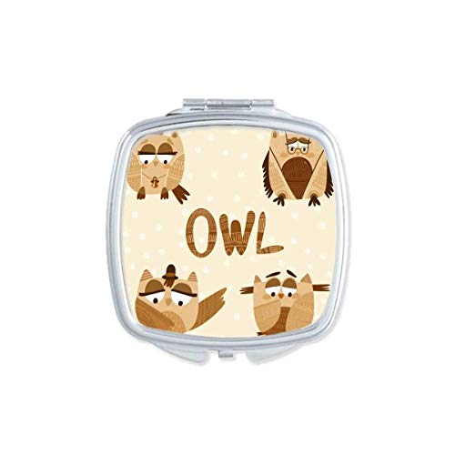 Bell Glass Hat Owl Art Deco Presente Moda Espelho Portátil Compact Pocket Maquia